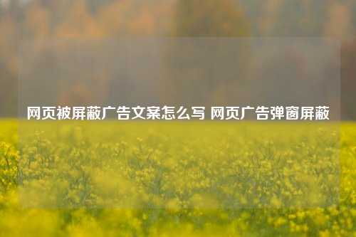 网页被屏蔽广告文案怎么写 网页广告弹窗屏蔽