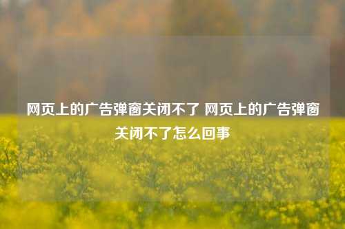 网页上的广告弹窗关闭不了 网页上的广告弹窗关闭不了怎么回事